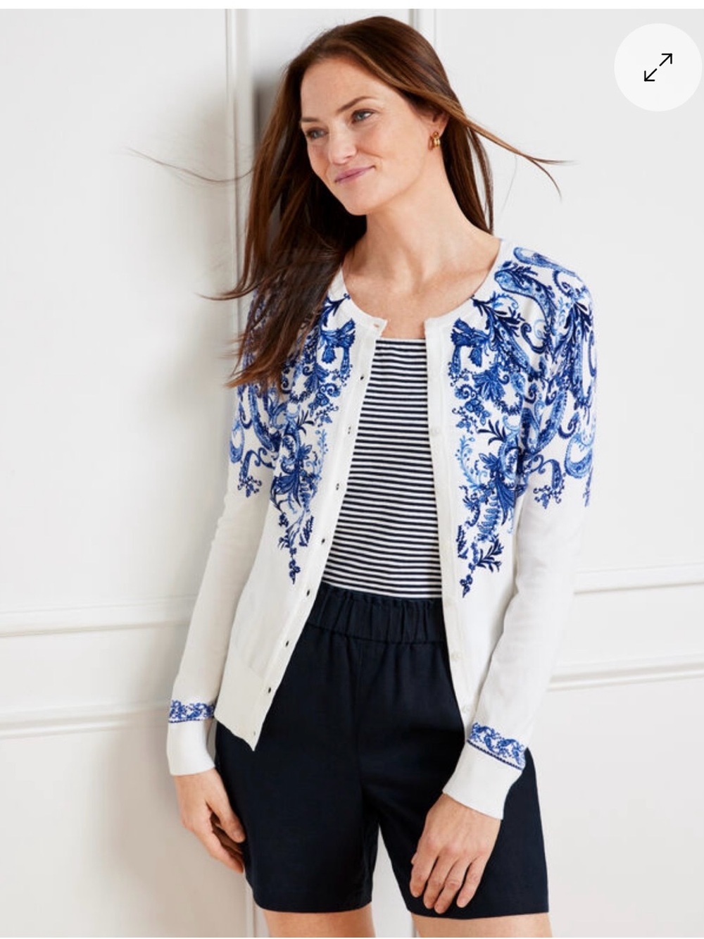 talbots CHARMING CARDIGAN - PICNIC PAISLEY Sz XL